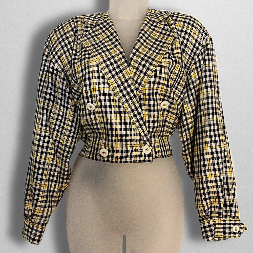 Vintage 80’s Jones New York Heather’s inspired long sleeve yellow plaid blazer